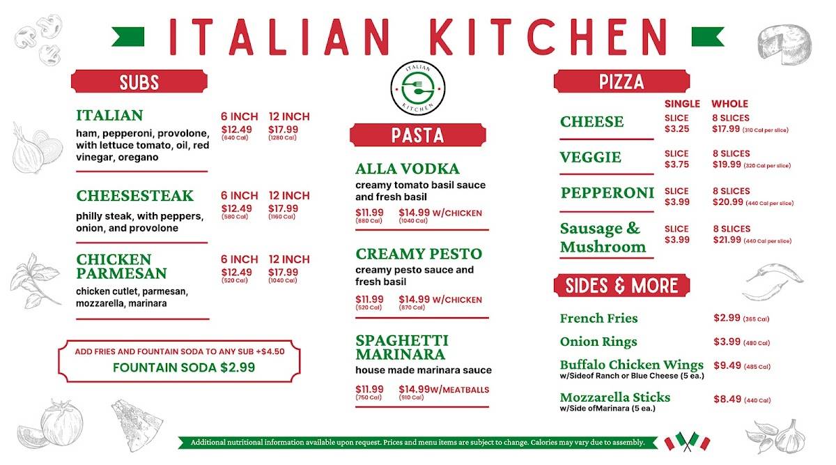 Italian Kitchen меню