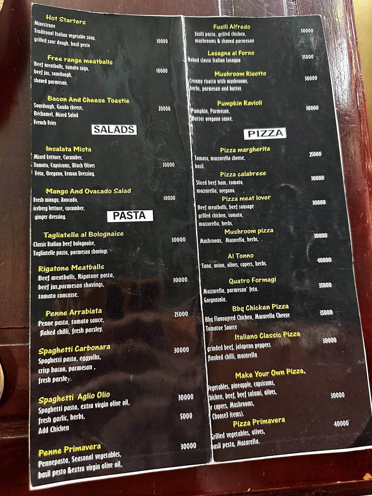 Italiano Ristorante меню
