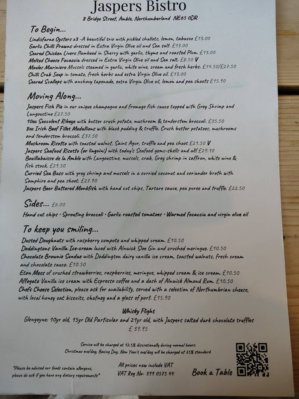 JASPERS BISTRO меню
