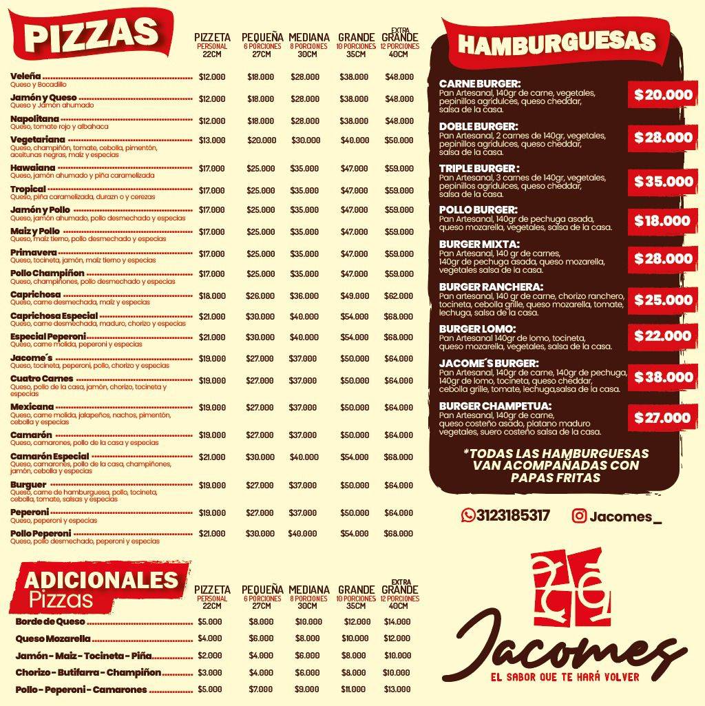 Jacome´s Pizza меню