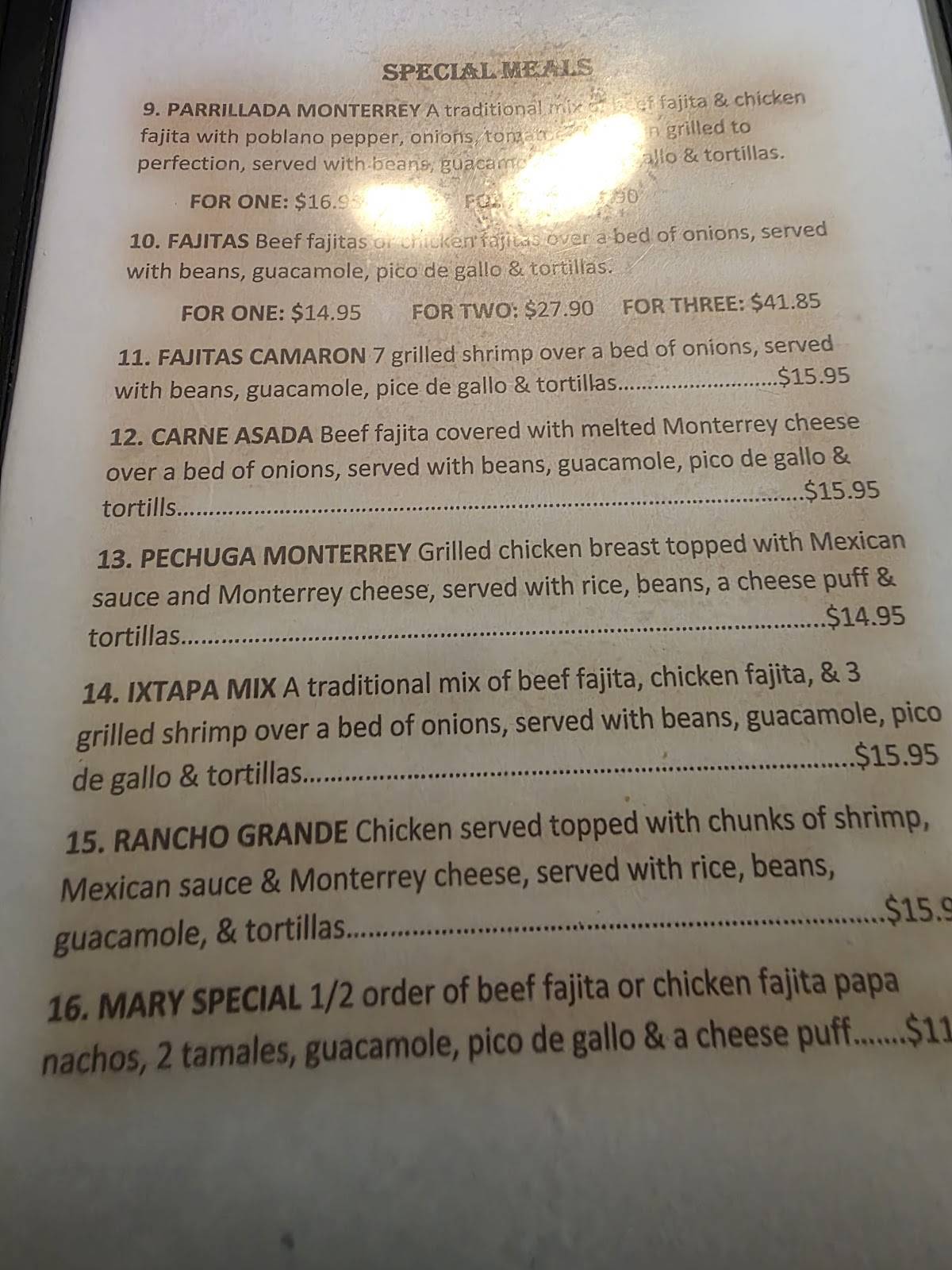 Jaimes Rancho меню
