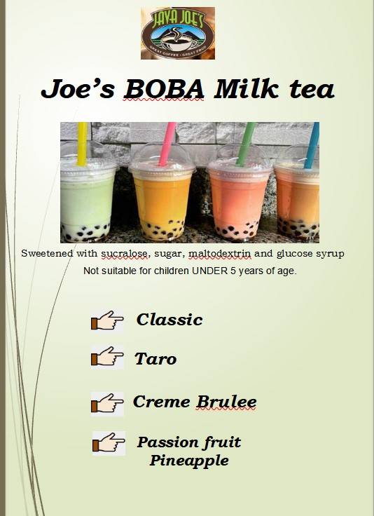 Java Joe's меню