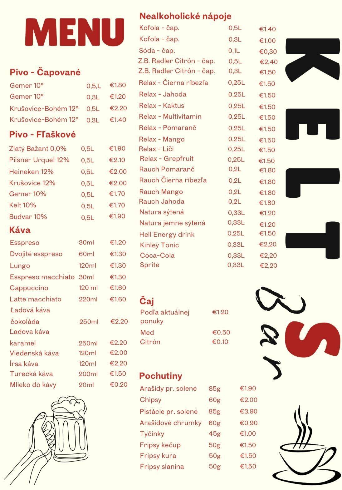 KELT S Bar меню