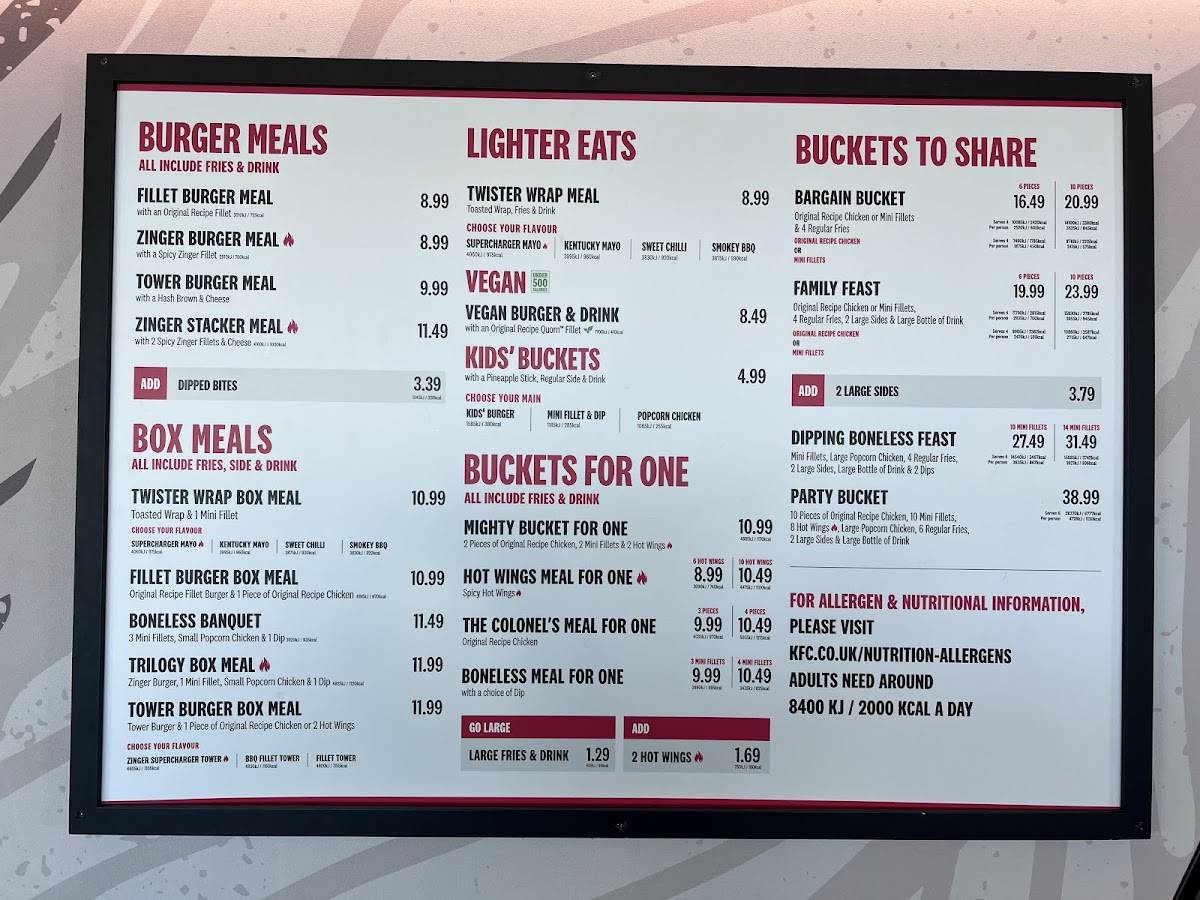 KFC Manchester Airport меню