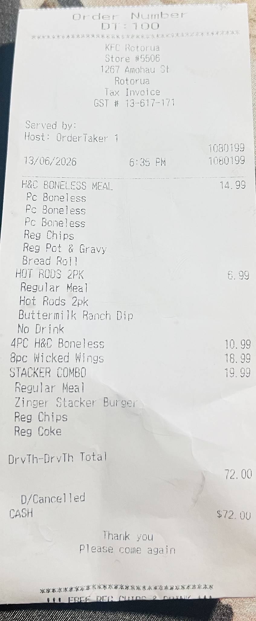 KFC Rotorua меню