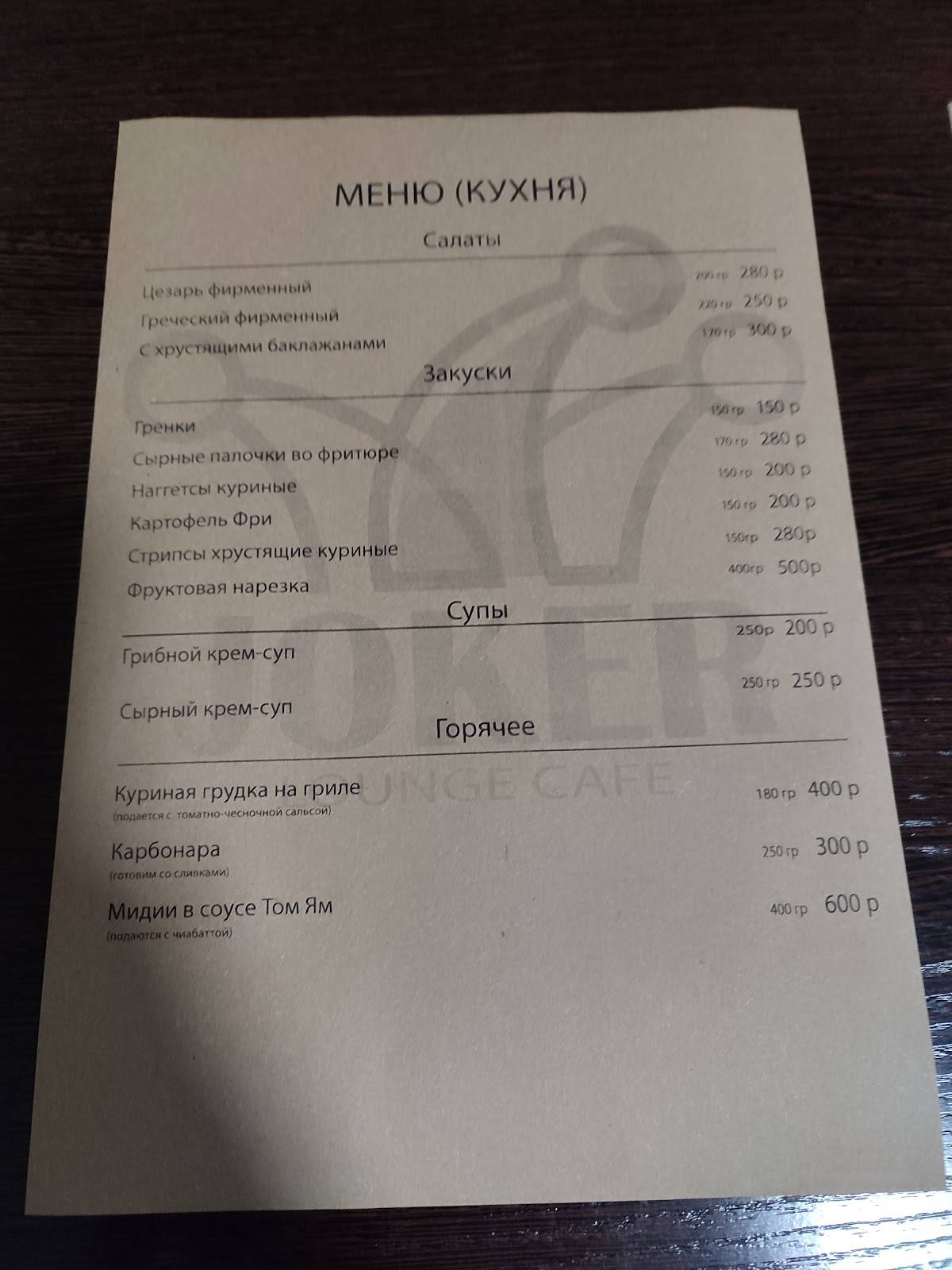 Кафе ОЛИМП меню