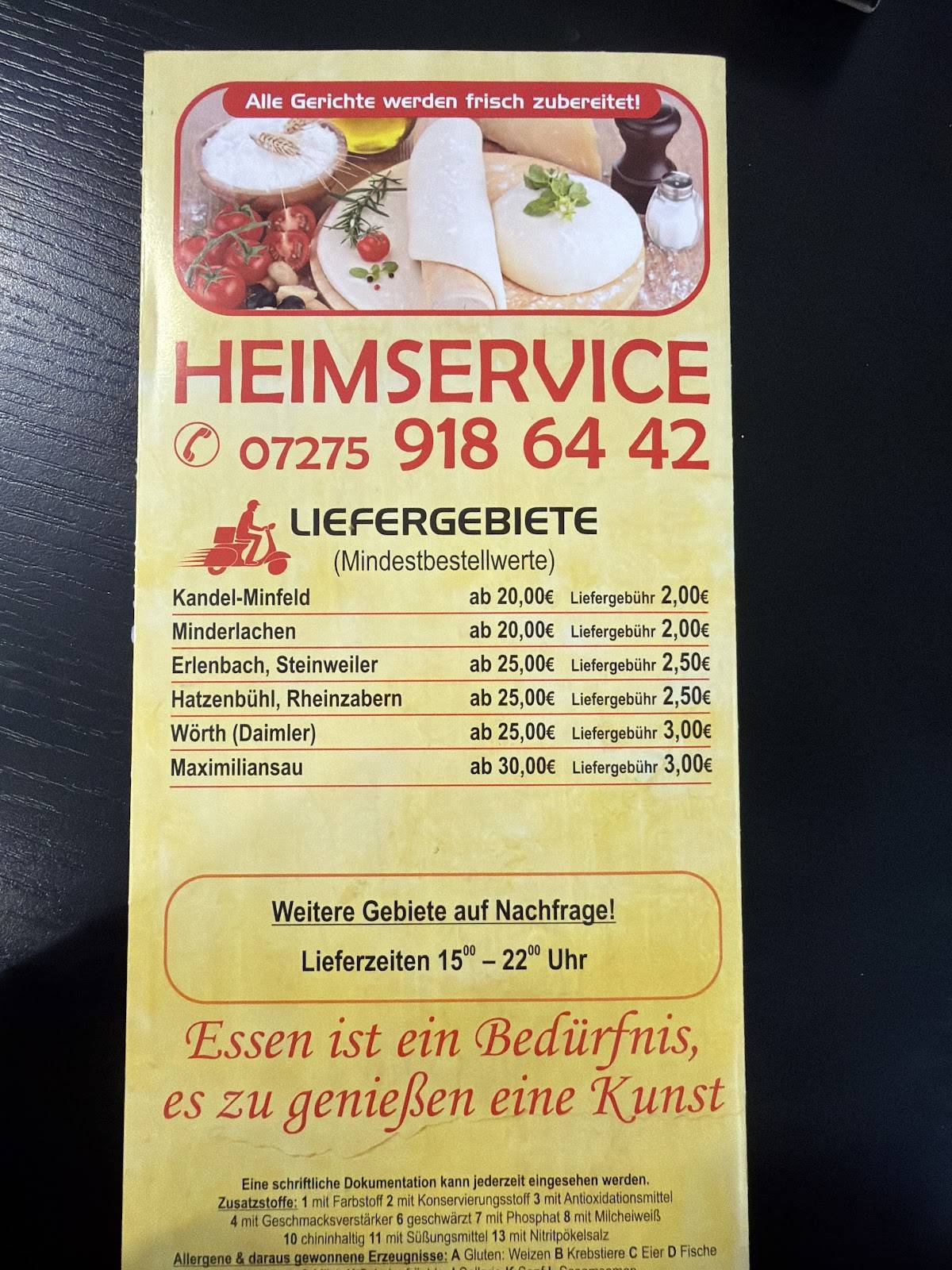 Kandel Kebap und Pizza Haus меню