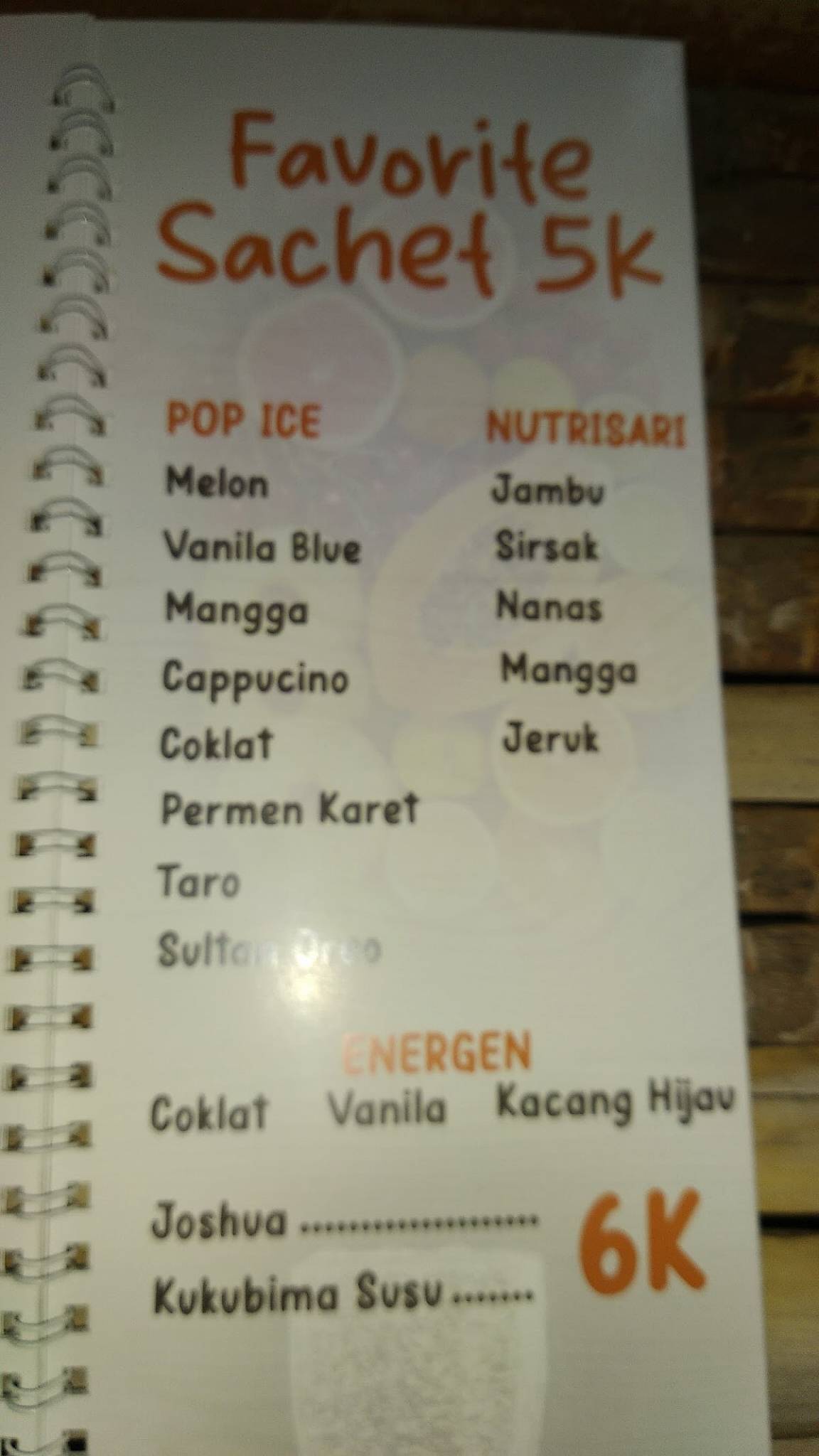 Kedai Tiga Satu меню
