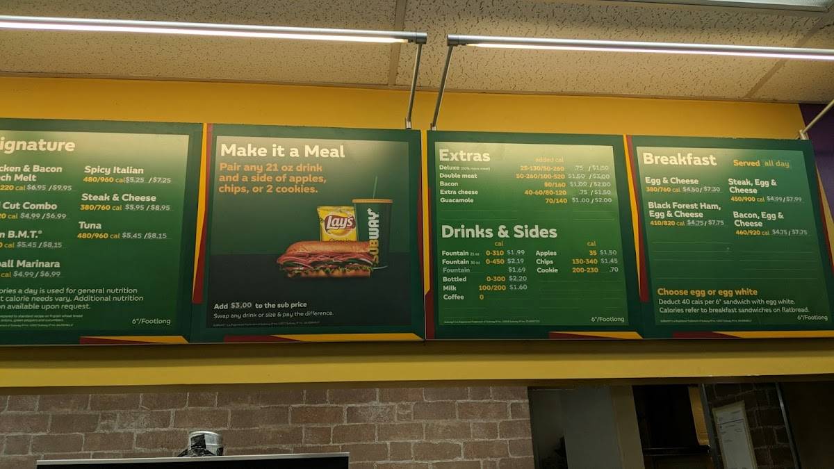 Subway меню