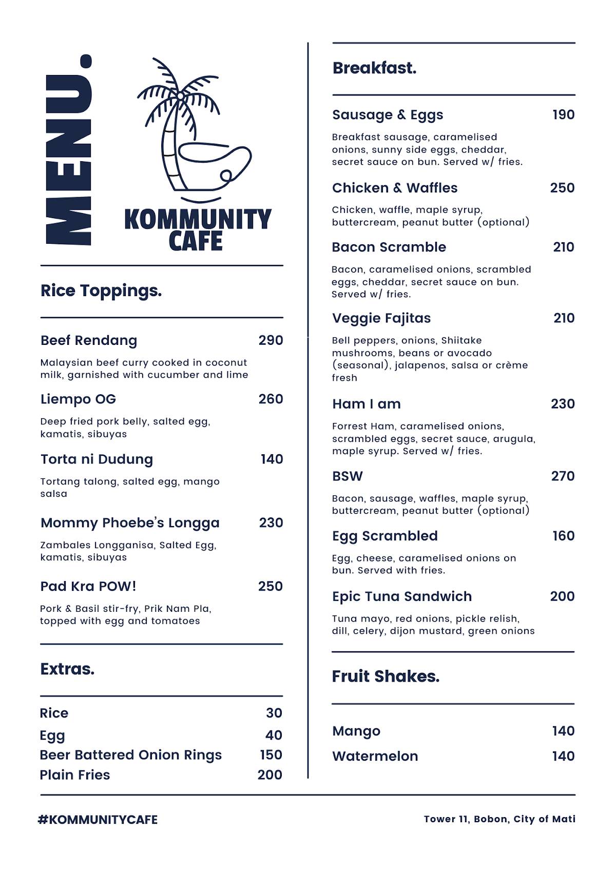 Kommunity Cafe меню