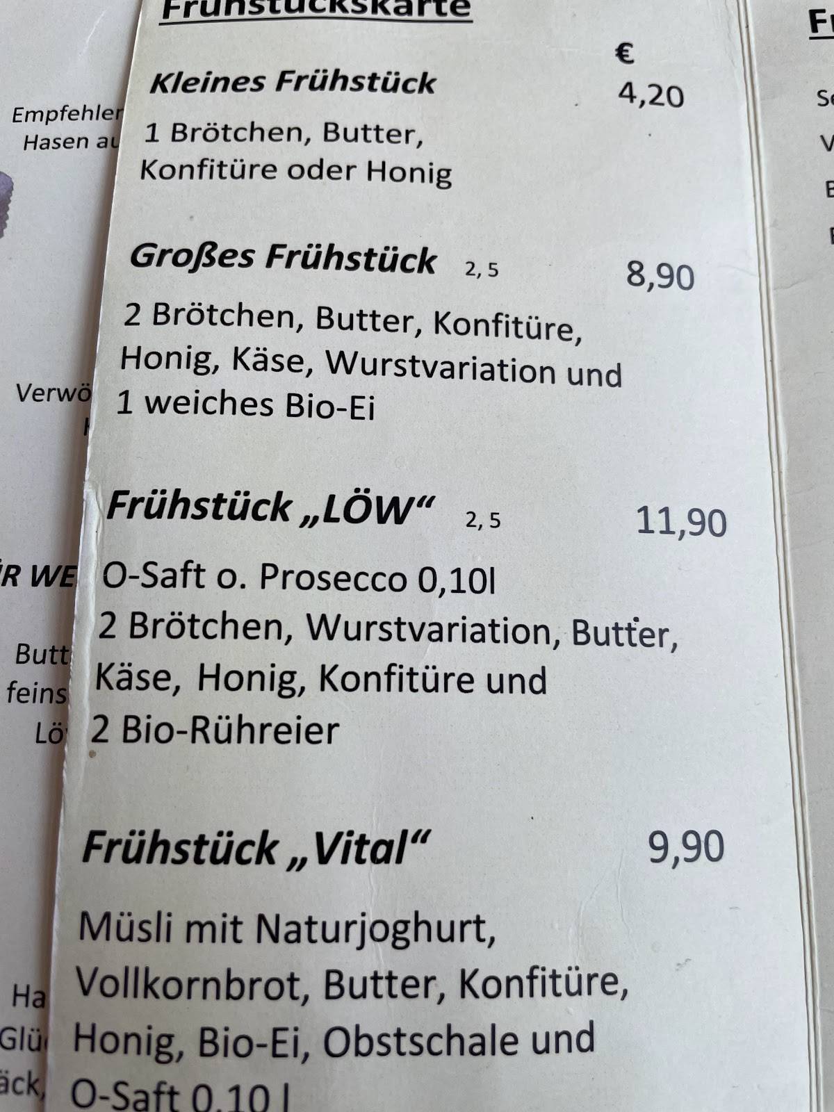 Konditorei Café Löw меню