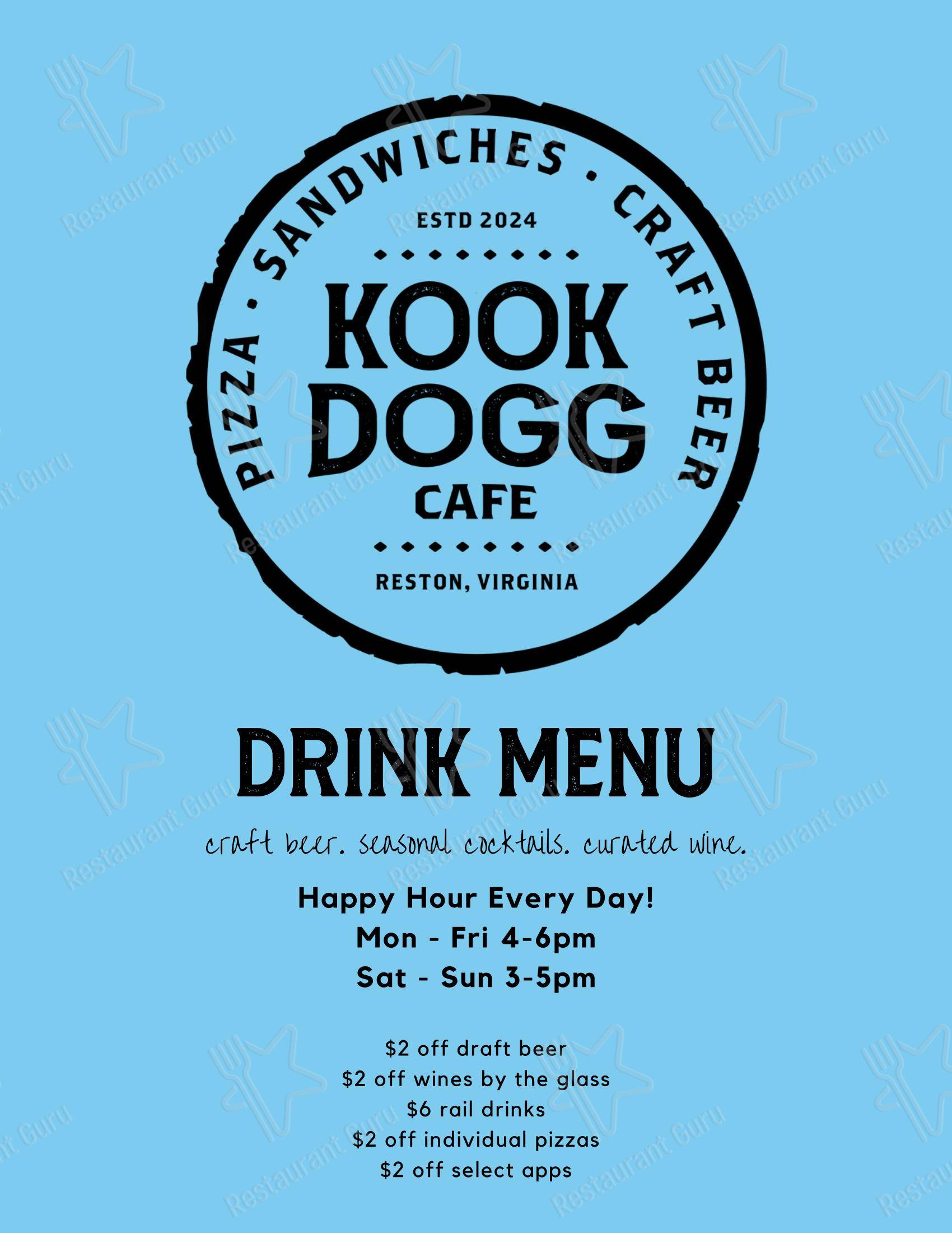 菜单 пиццерии Kook Dogg Cafe в Рестоне