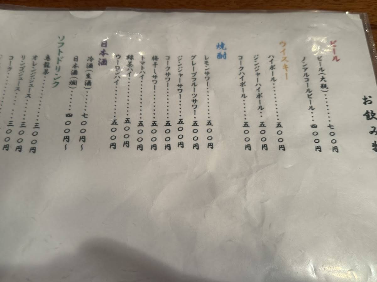 うな仁 меню
