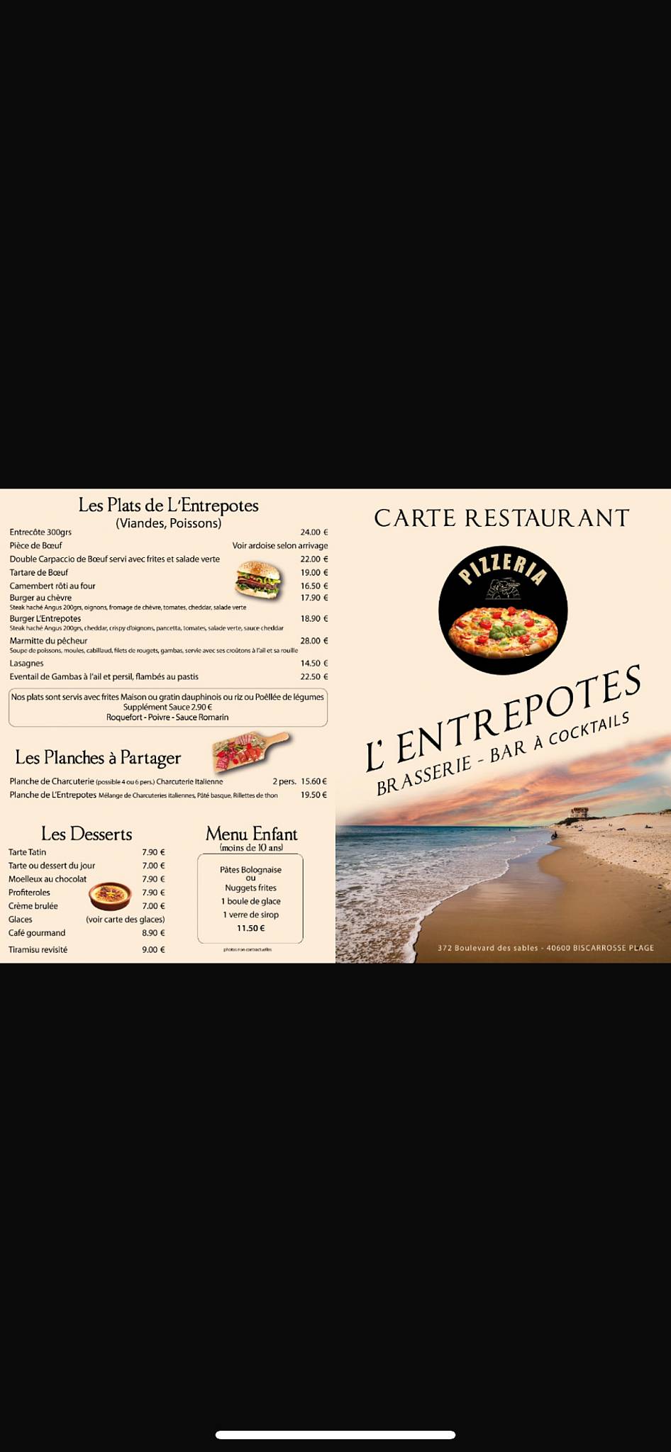 L'Entrepotes меню