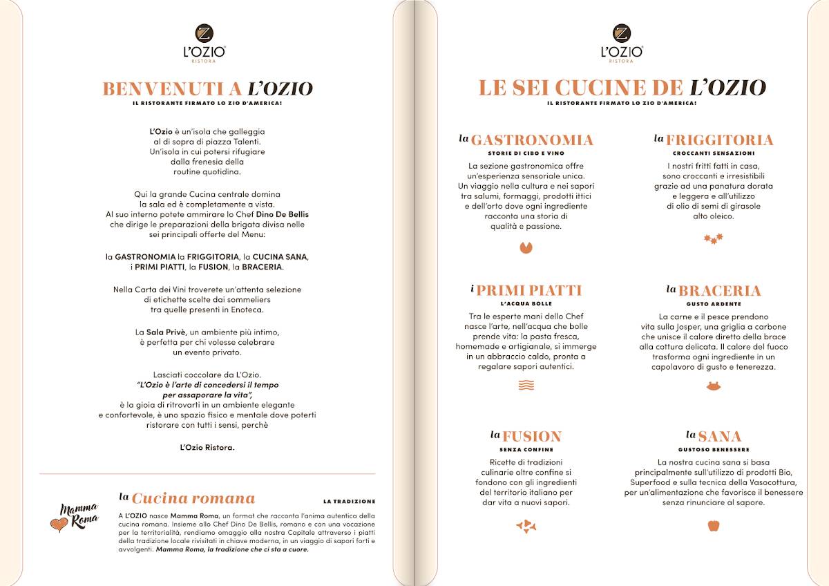 L'OZIO Ristora меню