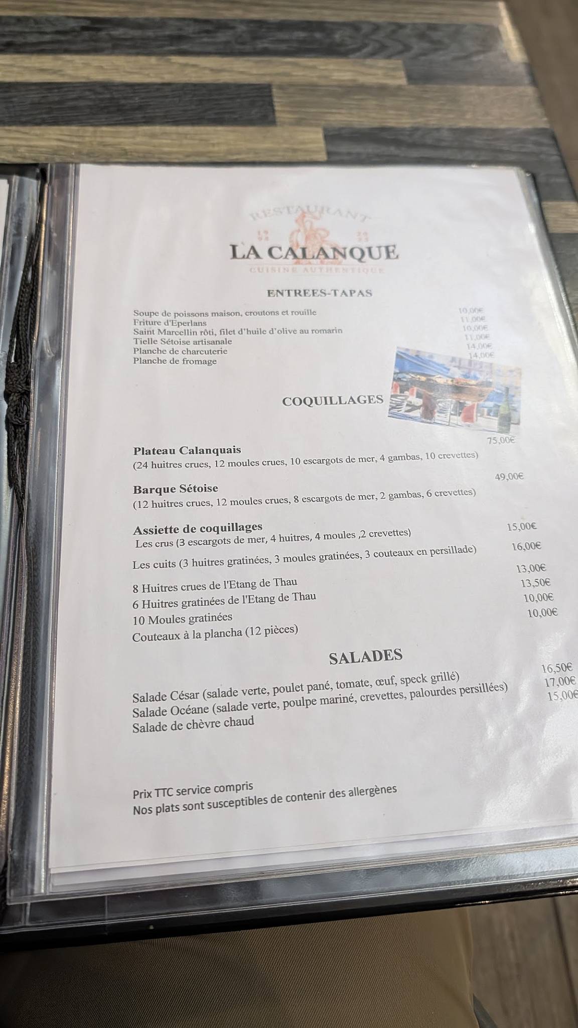 La Calanque Sète меню