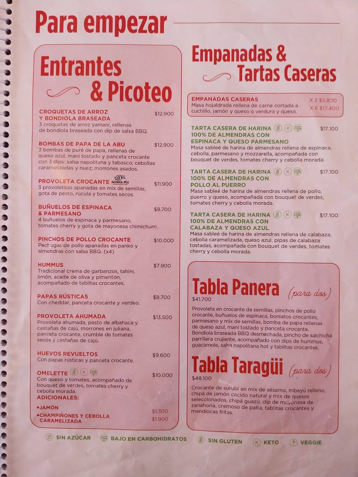 La Panera Rosa меню
