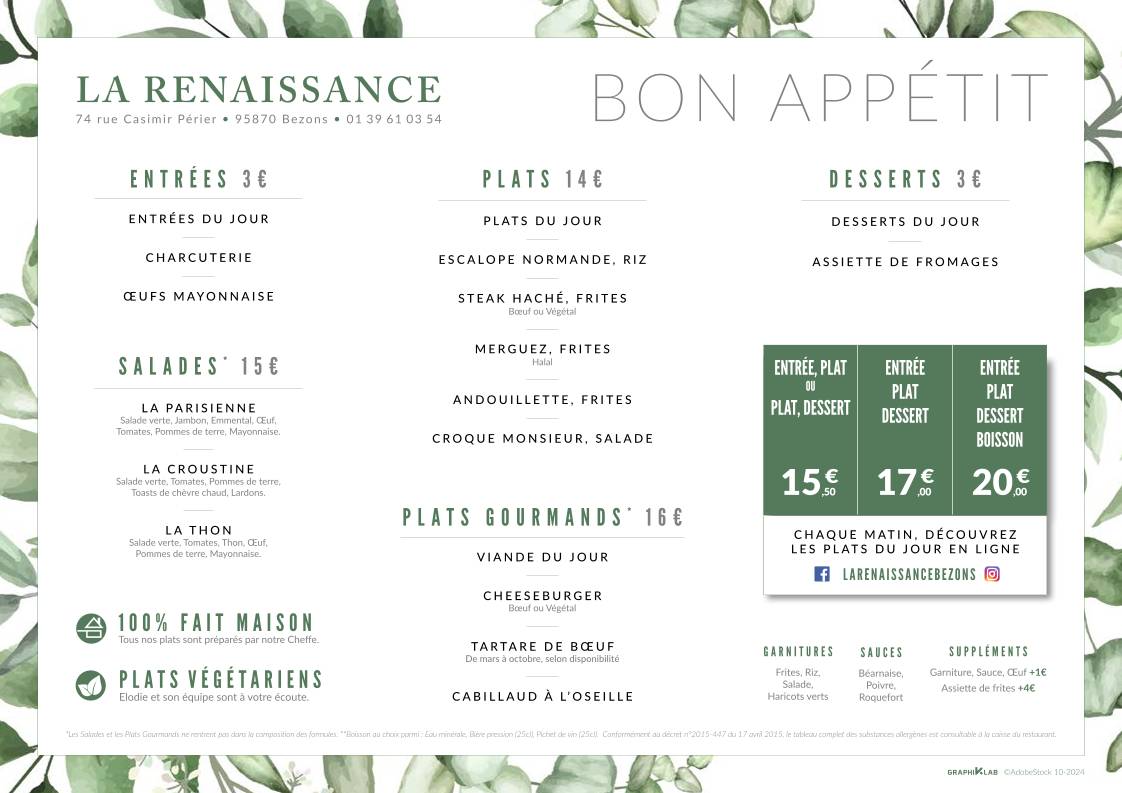 La Renaissance меню