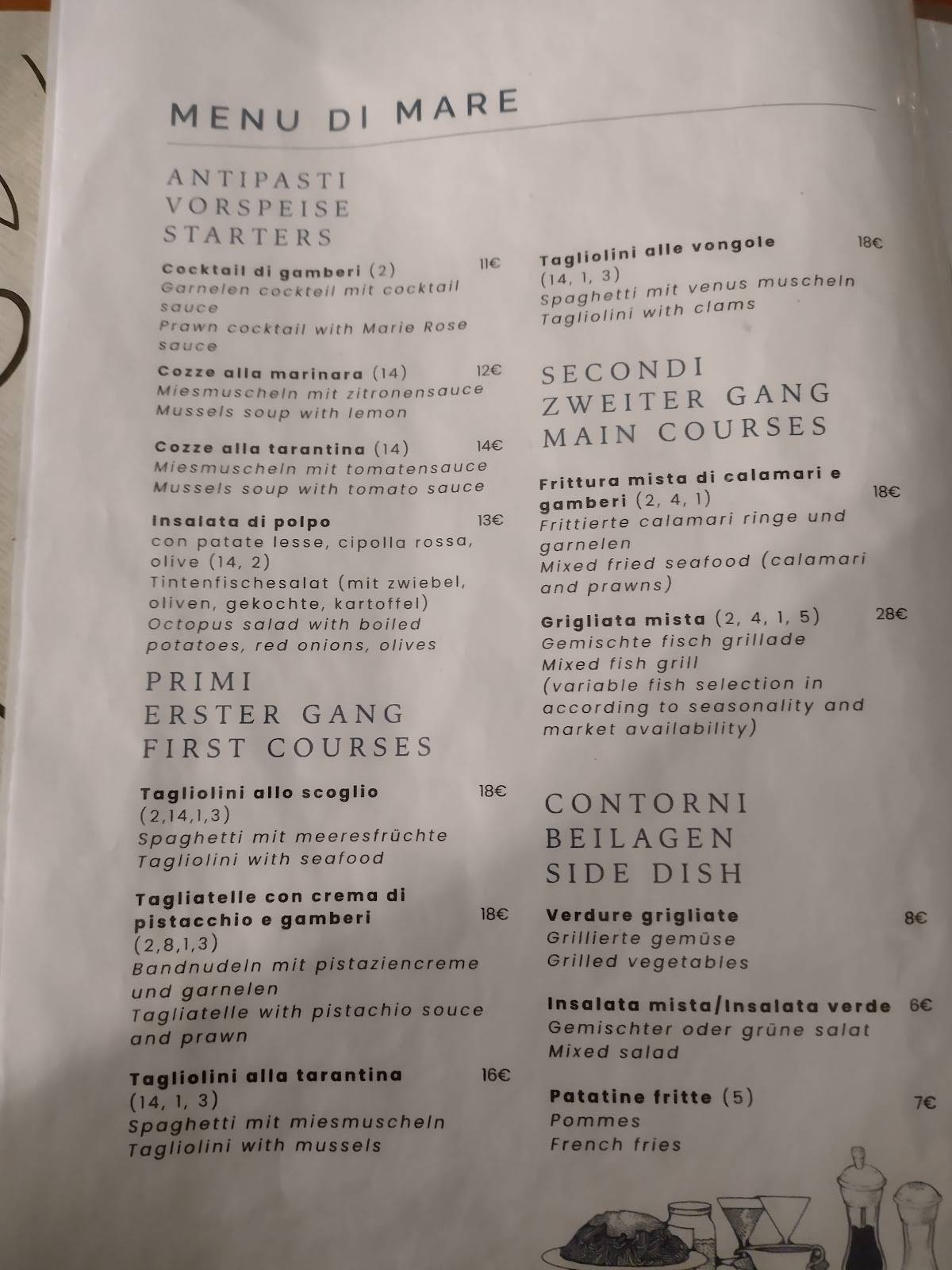 La Rinascita меню
