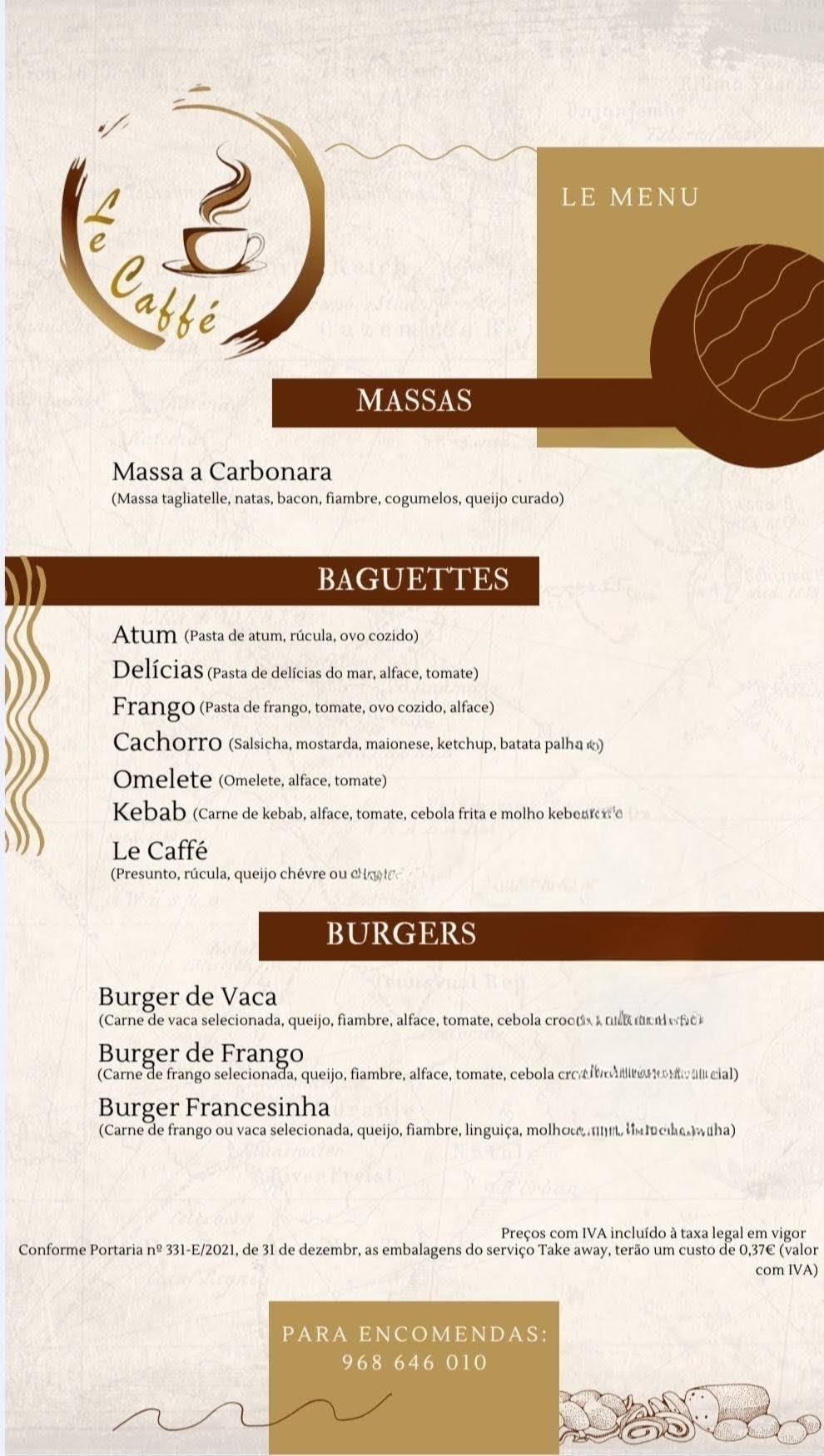 Le Caffé меню
