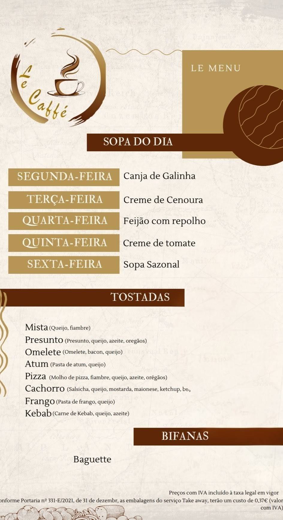Le Caffé меню