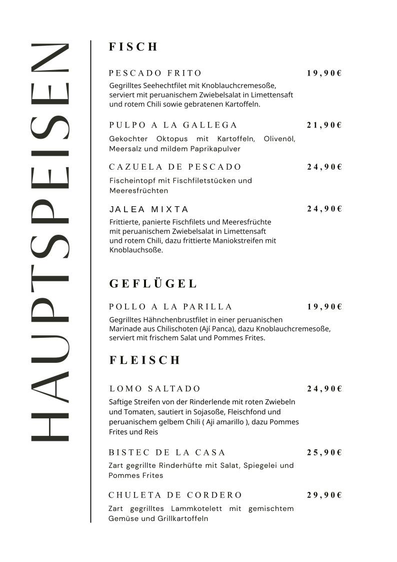 Lima Restaurant меню