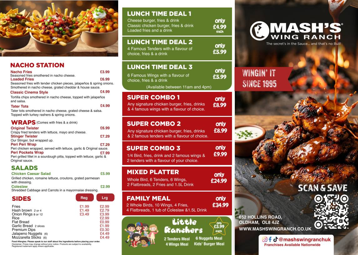 MASHS WING RANCH OLDHAM меню