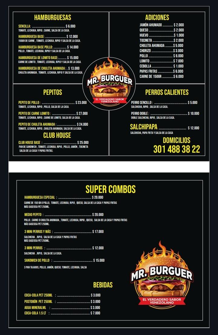 MR BURGUER меню