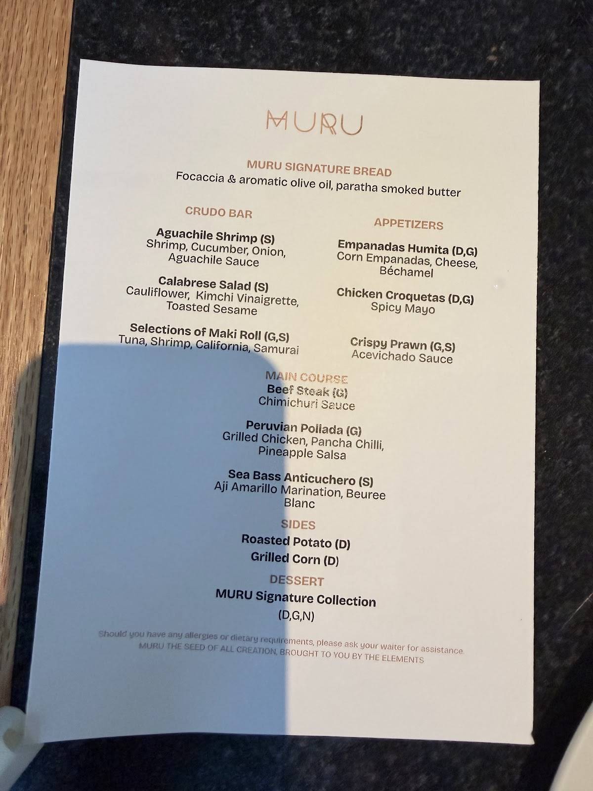 MURU меню