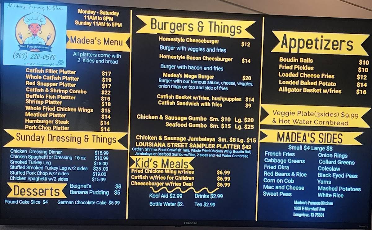 Madea's Famous Kitchen меню