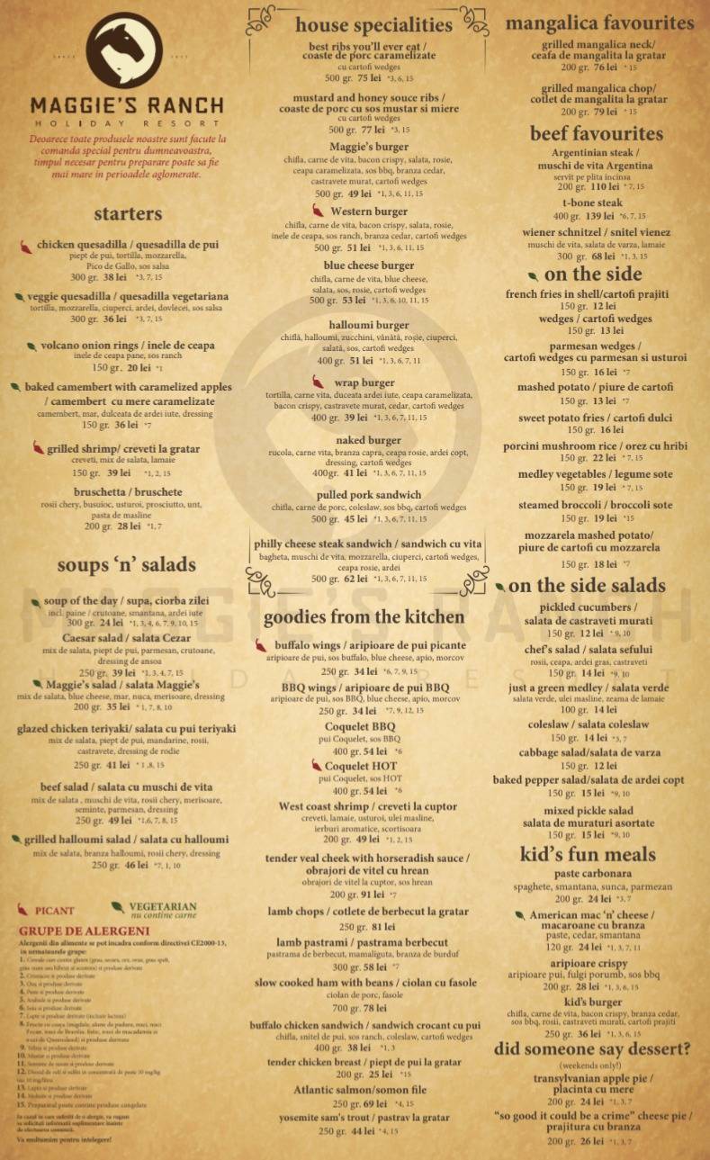 Maggie's Saloon Grill меню