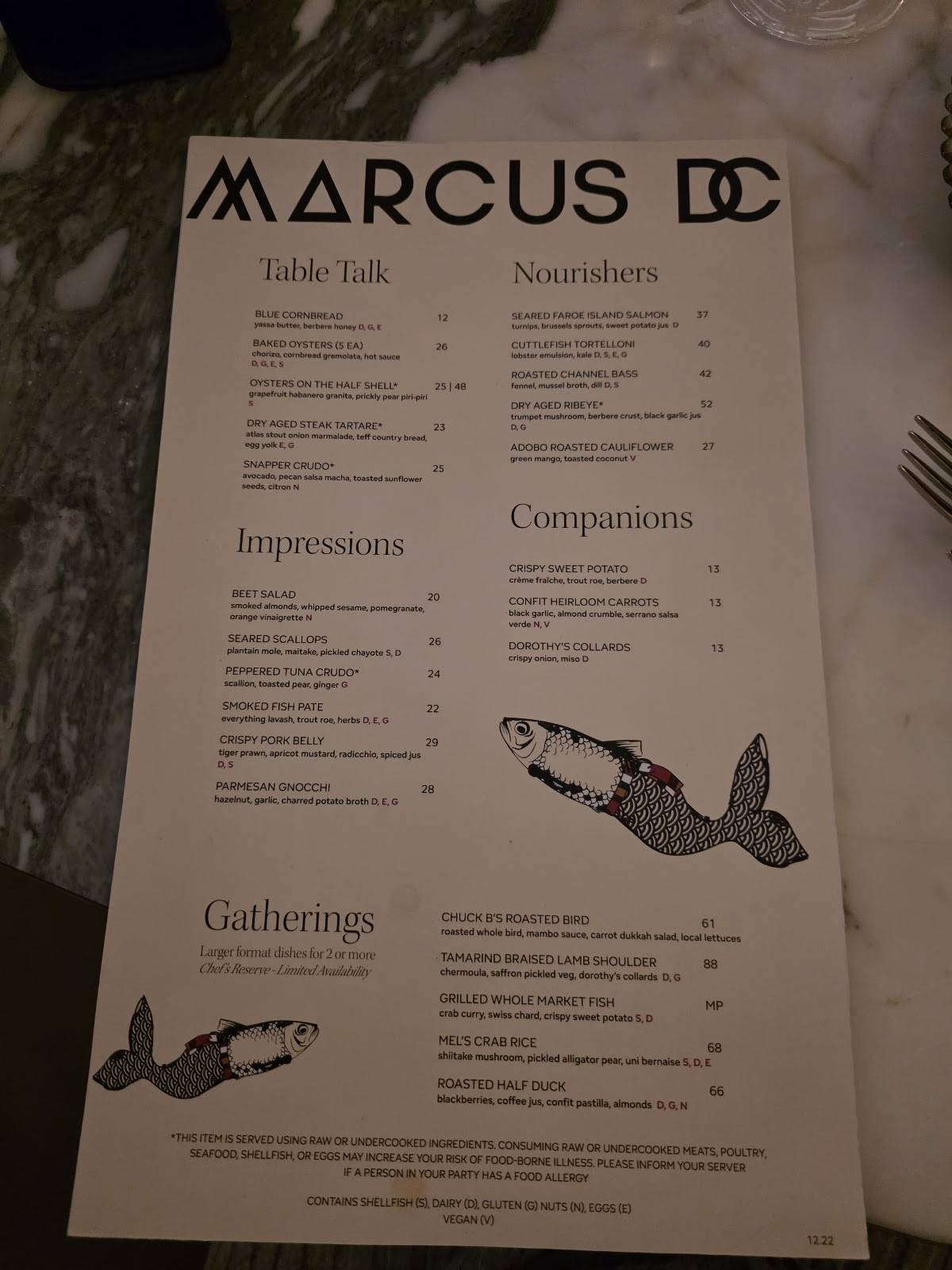 Marcus DC меню