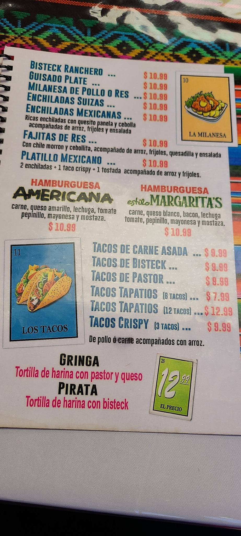 Margaritas Restaurant меню