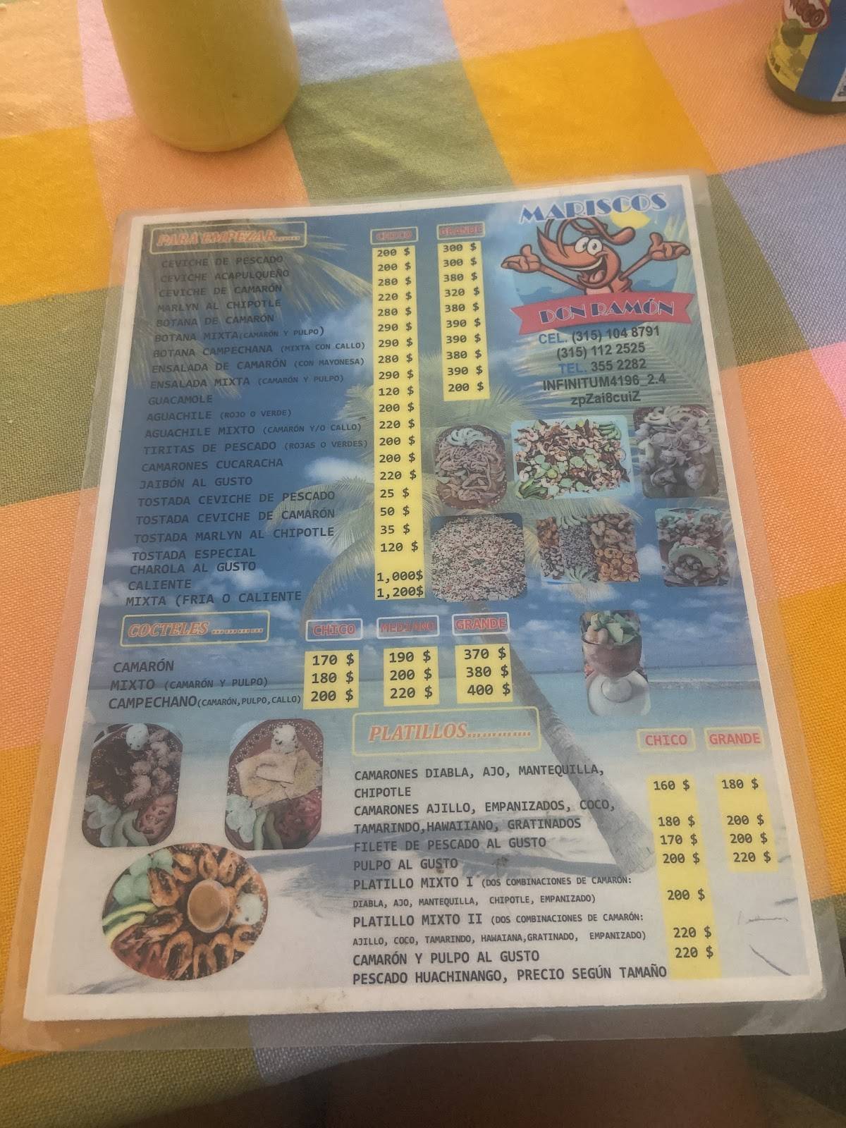 Mariscos Don Ramon. меню