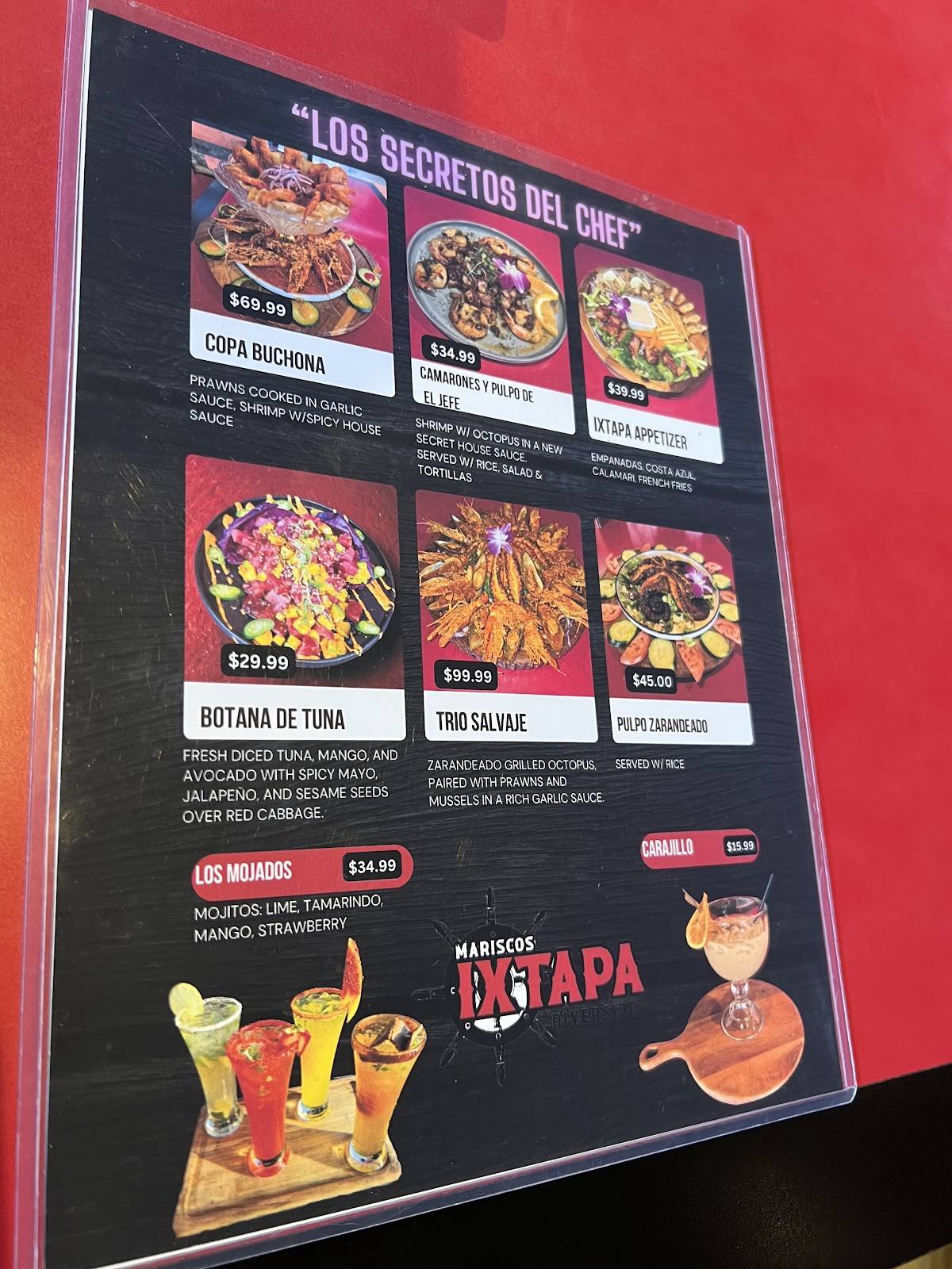 Mariscos Ixtapa Riverside меню