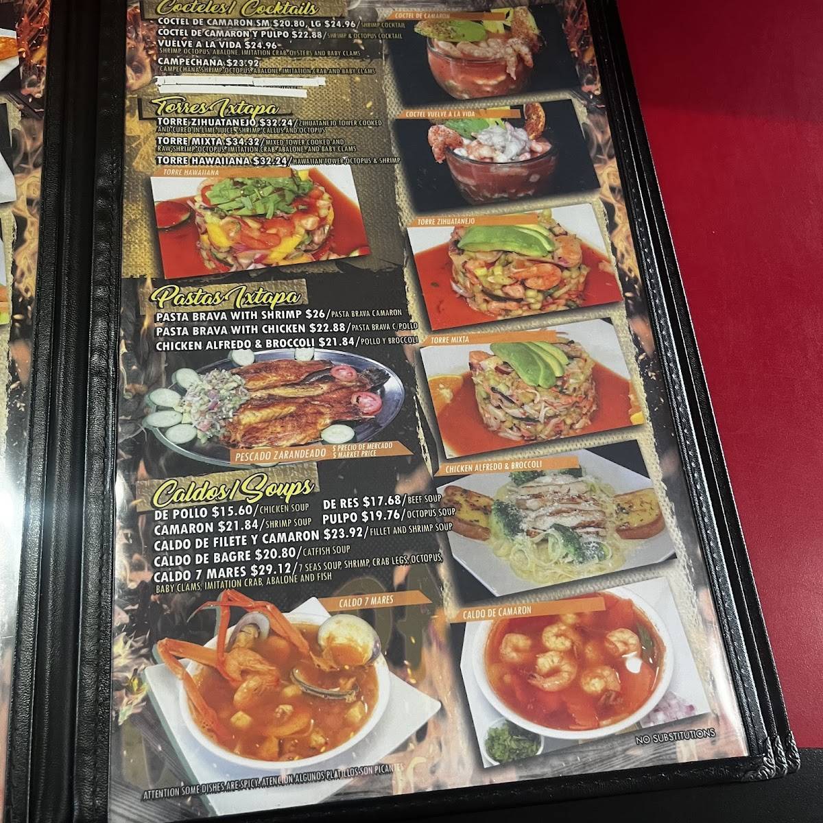 Mariscos Ixtapa Riverside меню