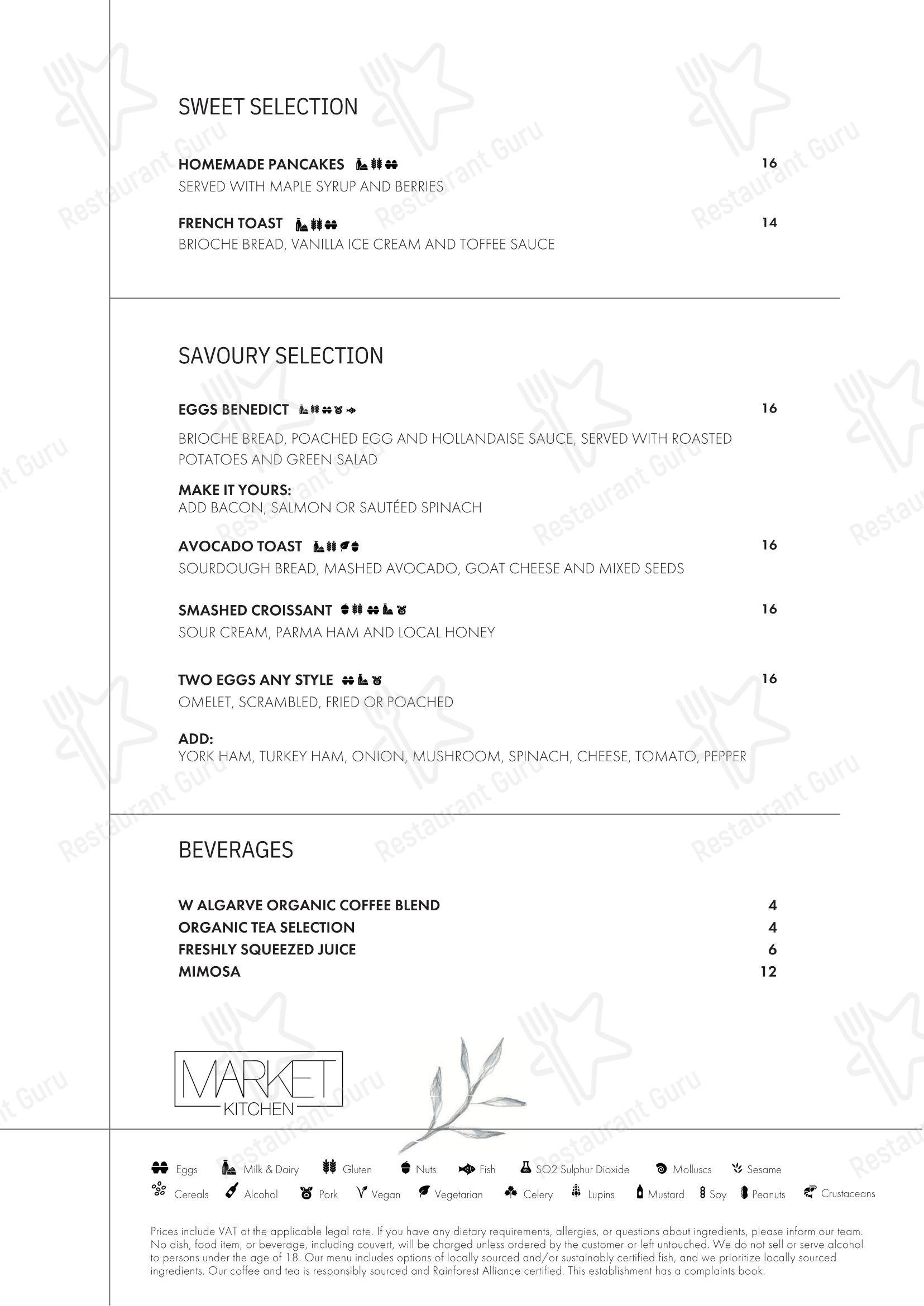 Меню ресторана Market Kitchen Algarve в Албуфейре