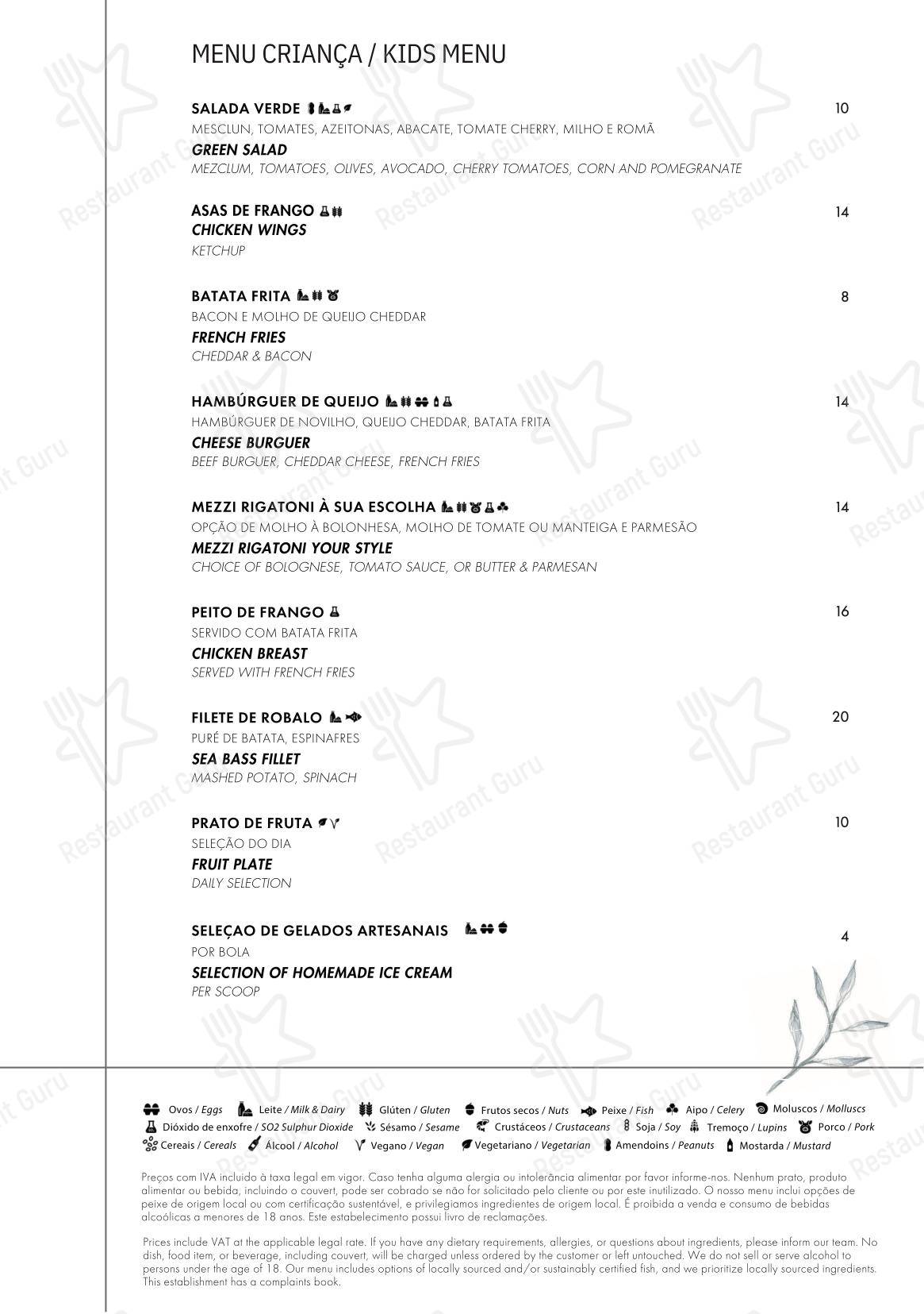 Основное меню ресторана Market Kitchen Algarve в Албуфейре