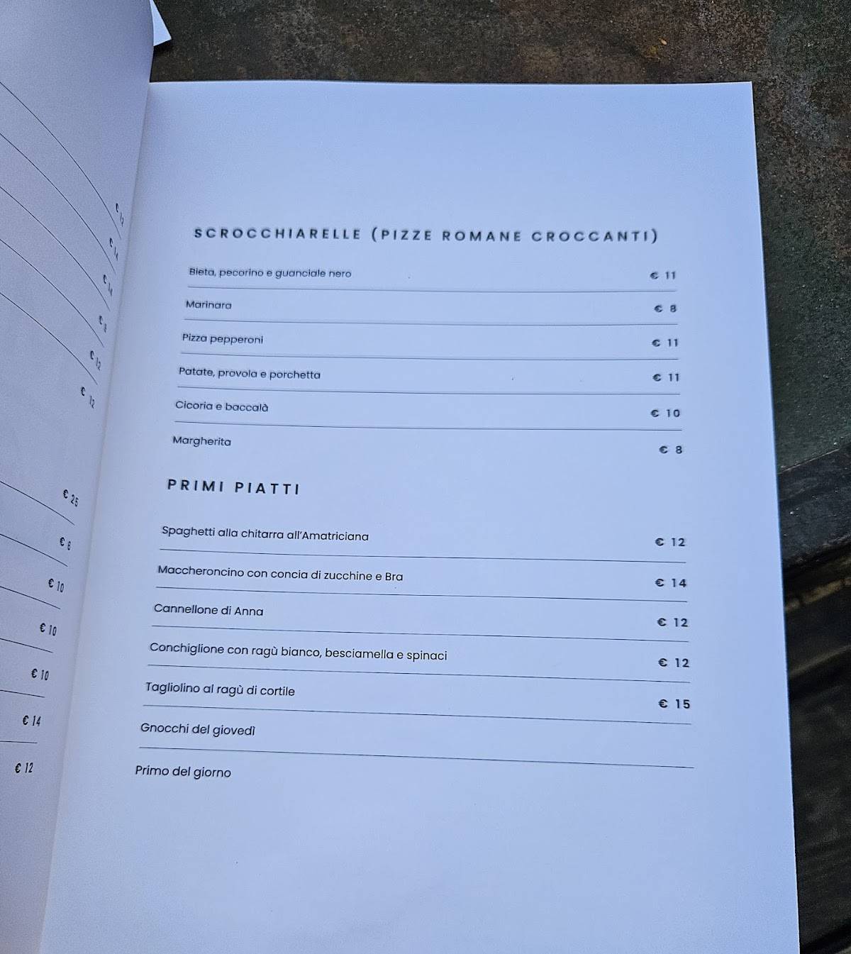 Marmo Eventi меню