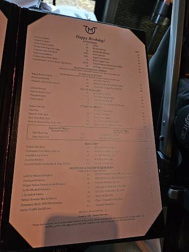 Меню Mastro's Steakhouse, Таузенд-Оукс