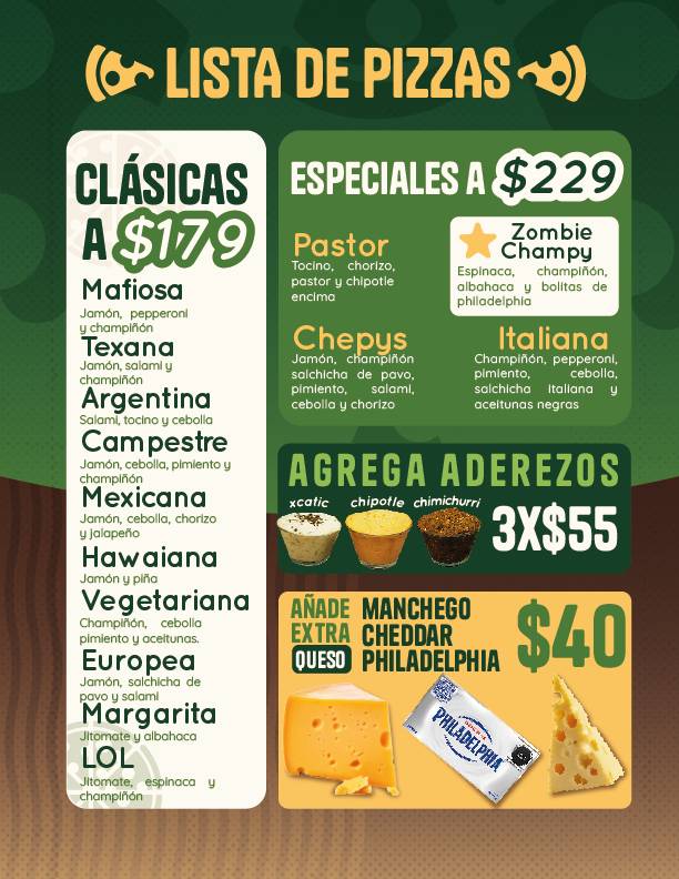 Chepy's pizza MÉXICO ORIENTE меню