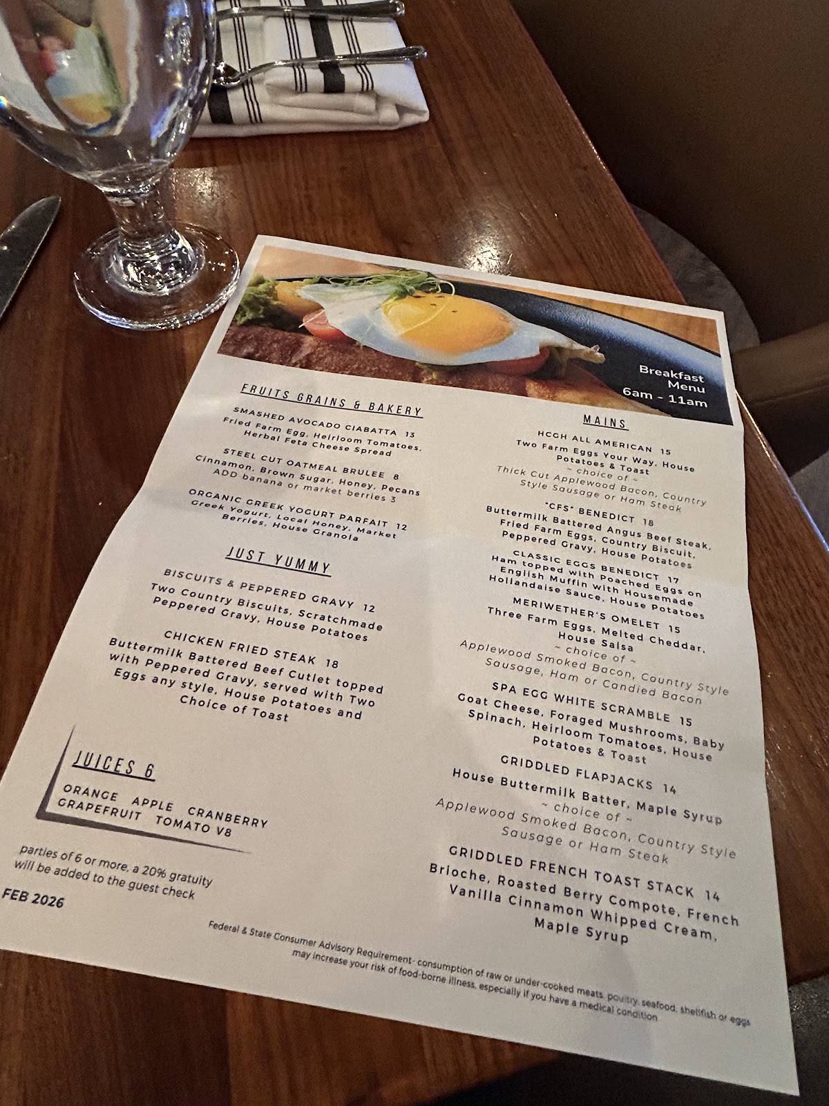 Meriwether's Bistro меню