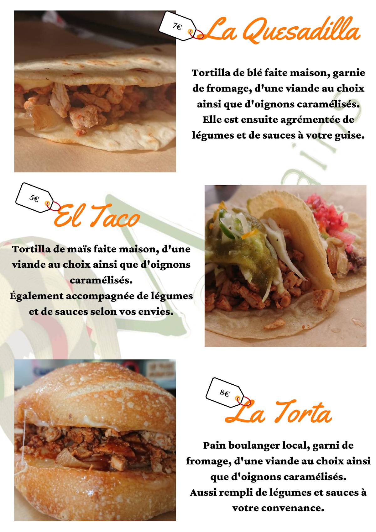 Mexicains меню