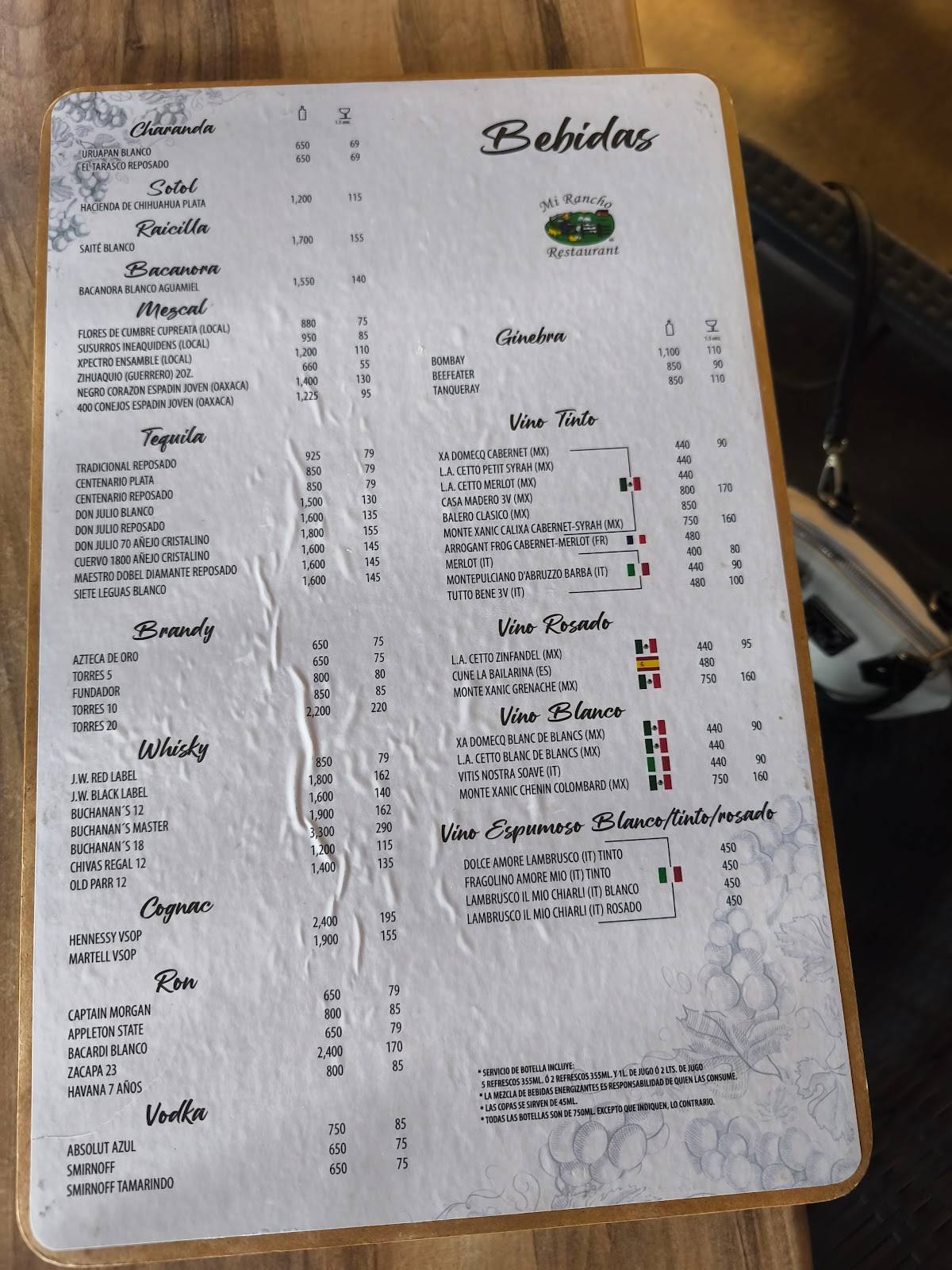 Mi Rancho Restaurant меню