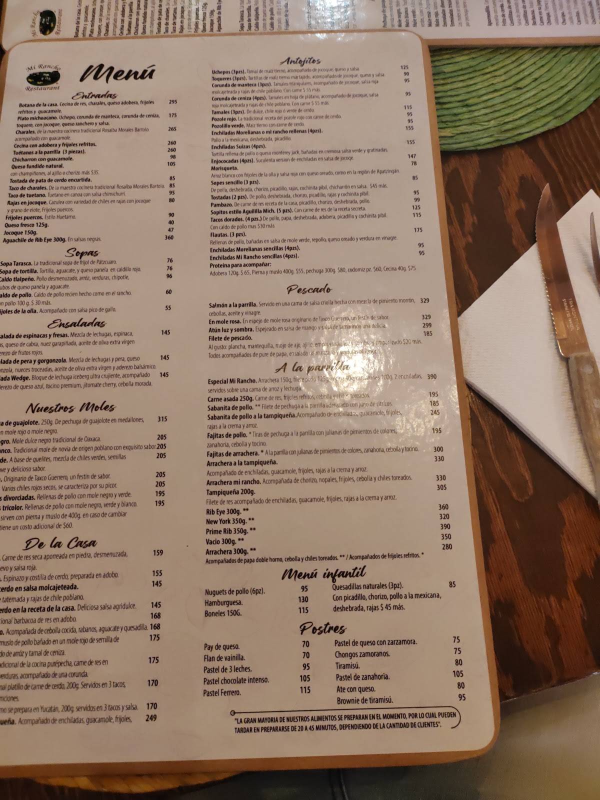 Mi Rancho Restaurant меню