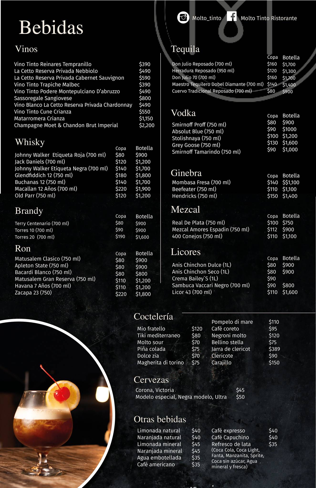 Molto Tinto Ristorante меню