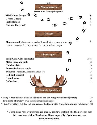 Mooseshack меню