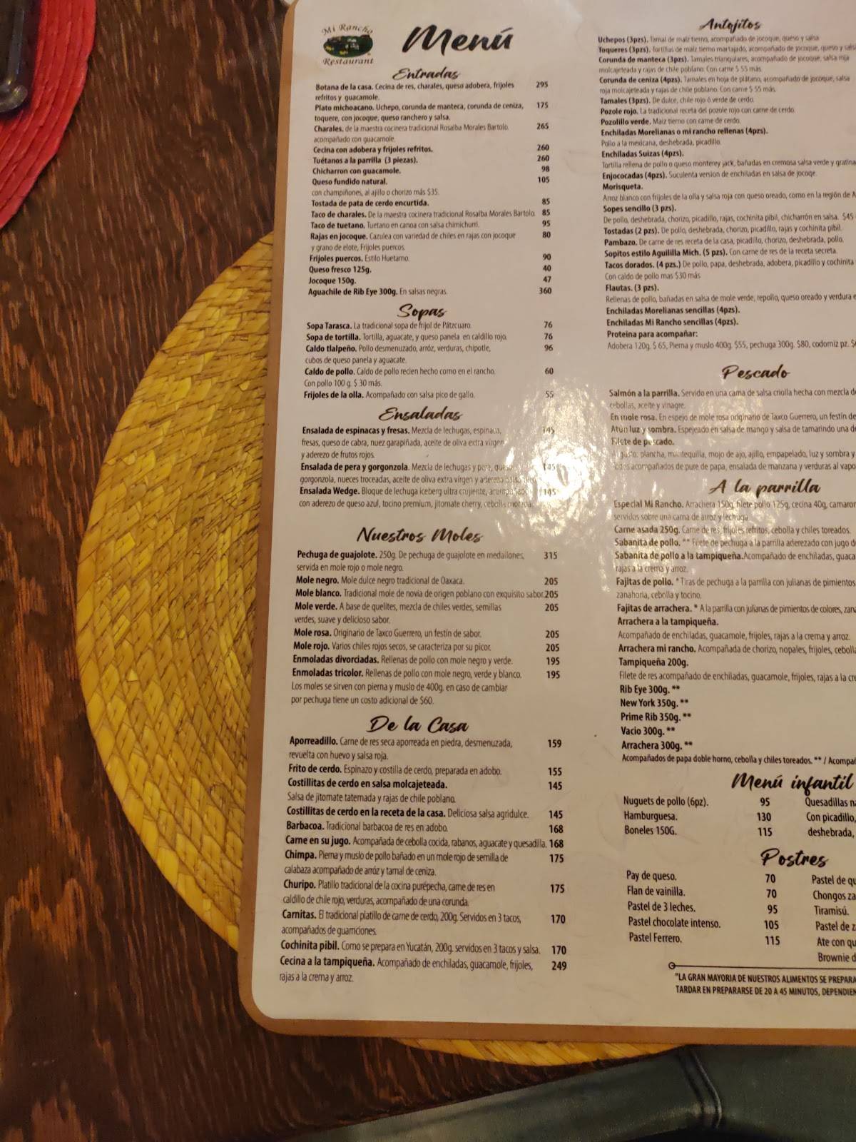 Mi Rancho Restaurant меню