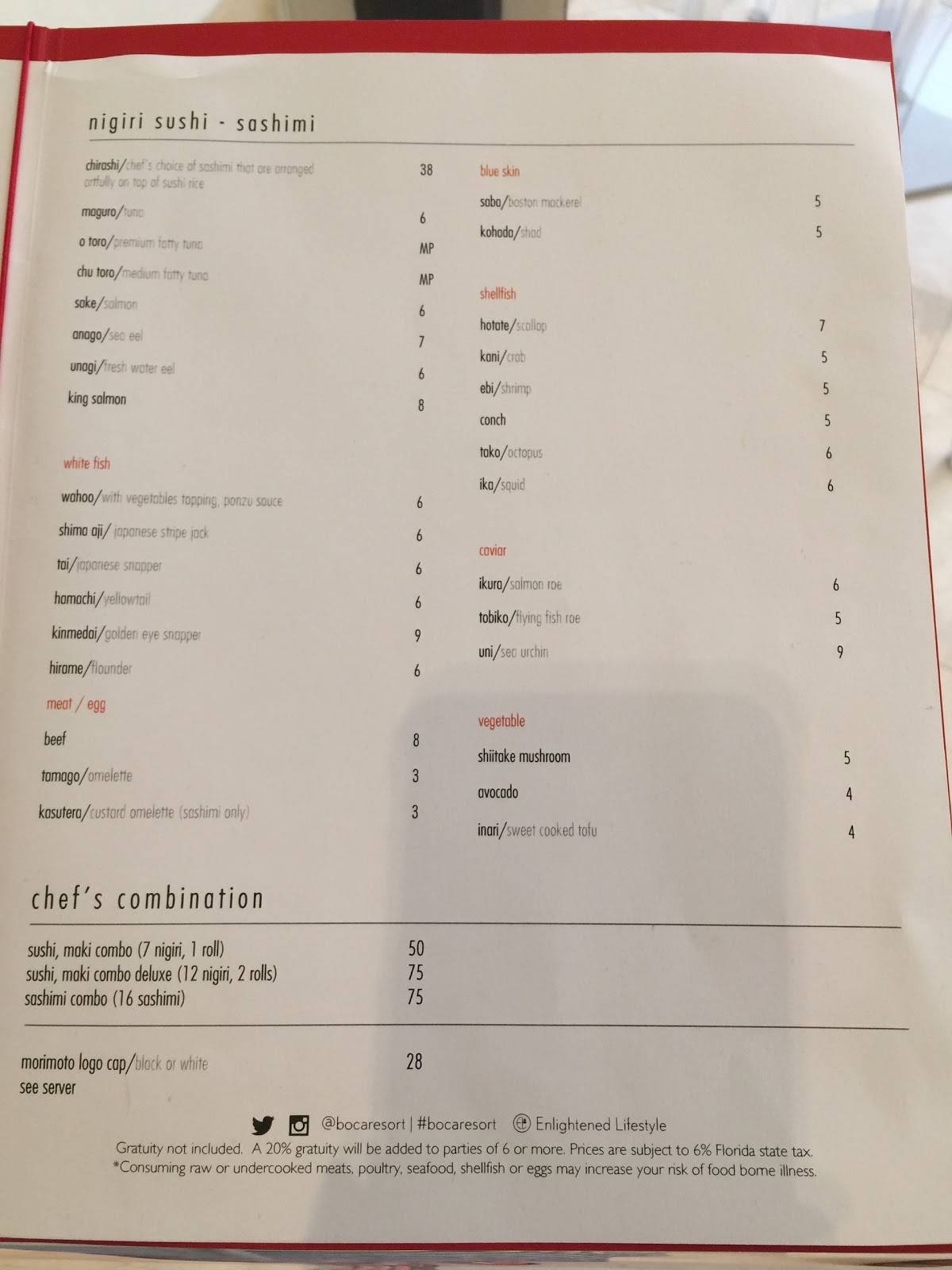 Morimoto Sushi Bar меню