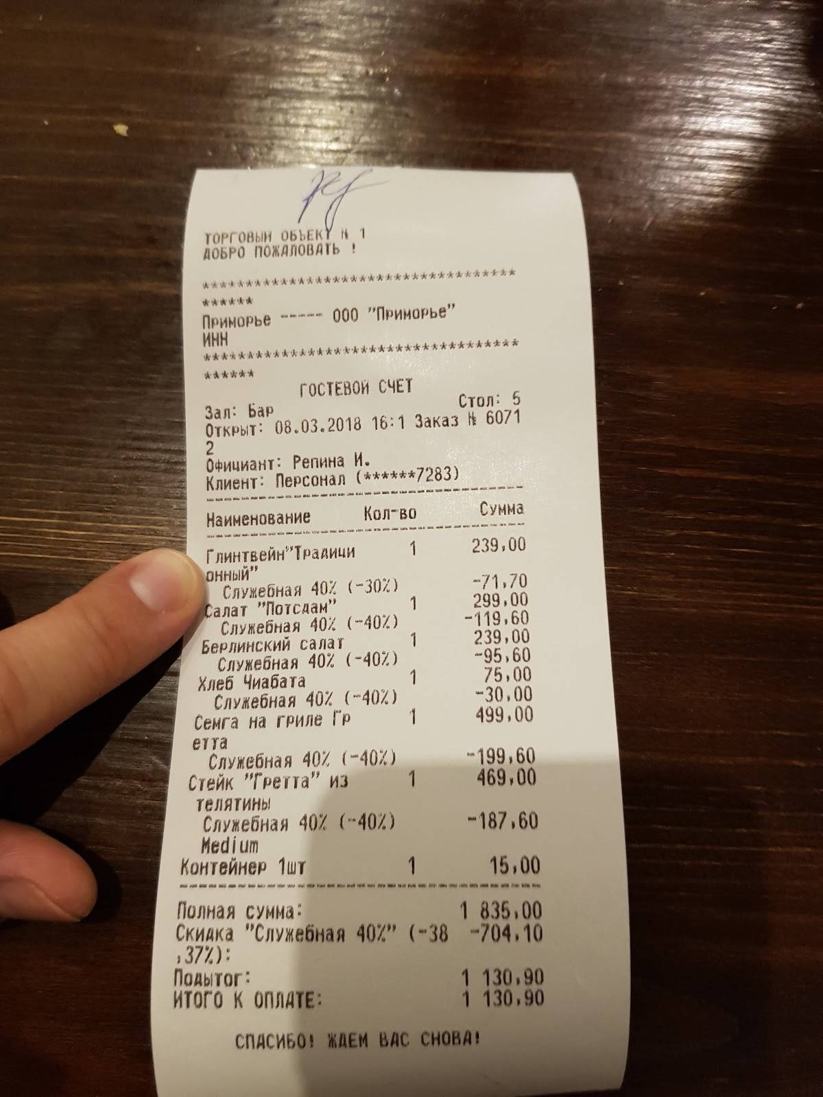 Фрау Гретта меню